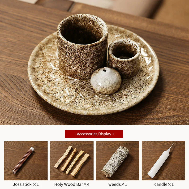 4-in-1 Ceramic Incense Holder for Palo