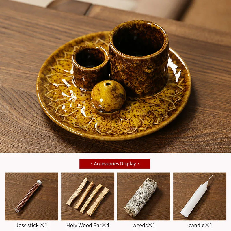 4-in-1 Ceramic Incense Holder for Palo